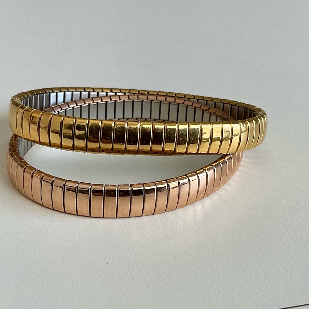 Milor Italy Stainless stretch bracelets, gold and rose gold